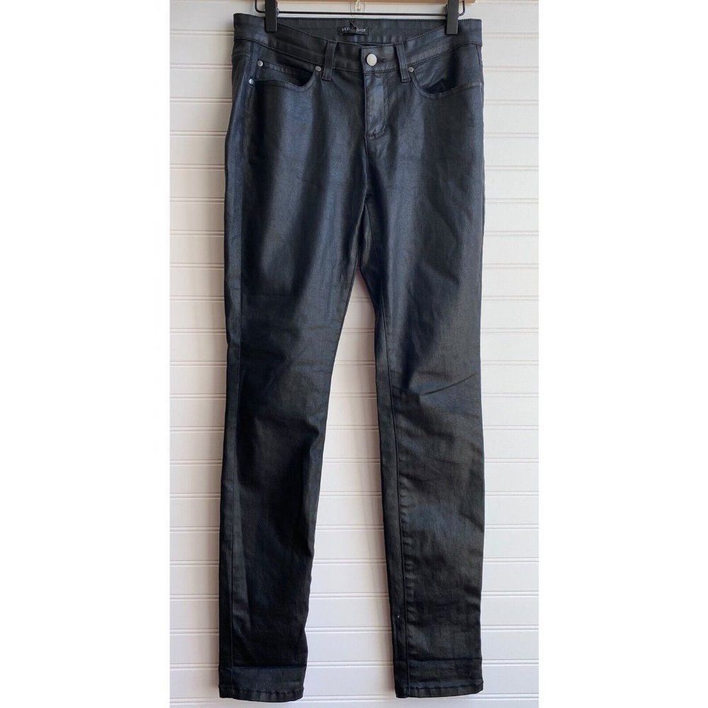 Eileen Fisher Organic Cotton Blend Black Coated Skinny Jeans | Size 6